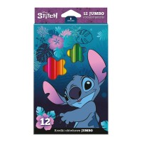 Trojhranné pastelky JUMBO Stitch - 12 ks - 54816PTR