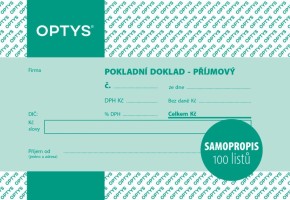 Přijmový pokladní doklad jednoduchý A6 propisovací - OP 1068