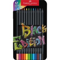 Trojhranné pastelky Faber-Castell Black Edition - 12 ks v plechové dóze - 0086/1164130