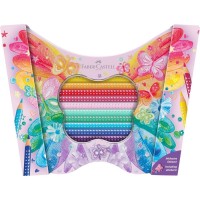 Trojhranné pastelky Faber-Castell Sparkle Butterfly - 20 ks v plechové dóze - 0086/2019710