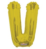 Fóliový balónek 35 cm - písmeno V - zlatý - K35090-14S