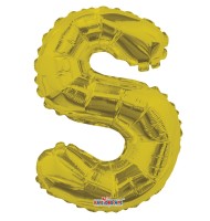 Fóliový balónek 35 cm - písmeno S - zlatý - K35087-14S