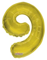 Fóliový balónek 35 cm - číslice 9 - zlatý - K35066-14S