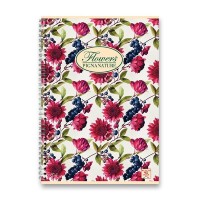 Kroužkový blok A5 - Pigna Nature Flowers - linkovaný - 60 listů