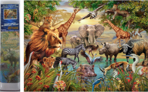 Diamantový obrázek - Safari u řeky - 30 x 40 cm - 1007431