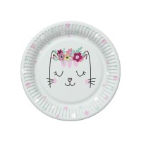Papírové talíře malé - Smiling Cat - 18 cm - 8 ks - TD01_OG_037901 
