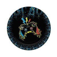 Papírové talíře malé - Play Joystick Pad - 18 cm - 8 ks - TD01_OG_038201