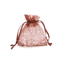 Dárkový sáček organza 7,5 x 10 cm - hnědá - 249615