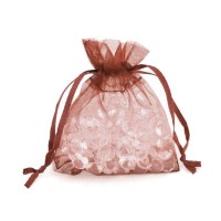 Dárkový sáček organza 9 x 12 cm - hnědá - 249635