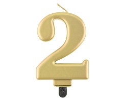 Dortová svíčka - číslice 2 - metalická zlatá - PF-SCZ2