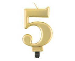 Dortová svíčka - číslice 5 - metalická zlatá - PF-SCZ5