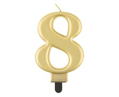 Dortová svíčka - číslice 8 - metalická zlatá - PF-SCZ8