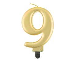 Dortová svíčka - číslice 9 - metalická zlatá - PF-SCZ9