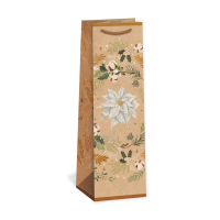 Vánoční dárková taška NATUR na víno - 11 x 36 cm - 0834-0071
