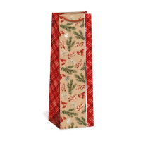 Vánoční dárková taška NATUR na víno - 11 x 36 cm - 0834-0072