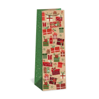 Vánoční dárková taška NATUR na víno - 11 x 36 cm - 0834-0069