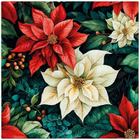 Vánoční ubrousky PAW L - Poinsettia on Black - SDL238600
