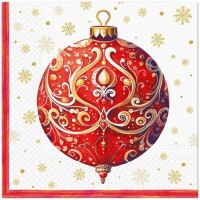 Vánoční ubrousky PAW L - Red Bauble with Ornament - SDL239100