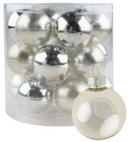 Sada skleněných baněk 4 cm - stříbrné - 18 ks - 3584