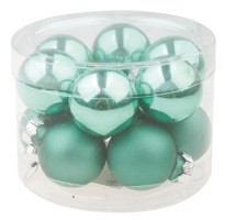 Sada skleněných baněk 2,5 cm - světle zelená - 12 ks - 3656