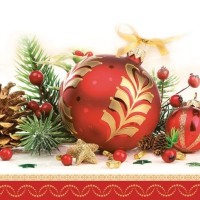 Vánoční ubrousky Daisy L - Red Decorative Bauble - SD_GW_005101