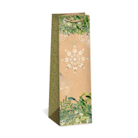 Vánoční dárková taška NATUR na víno - 11 x 36 cm - 0834-0082