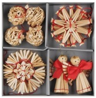 Slaměné ozdoby v krabičce - 14 ks - 2339