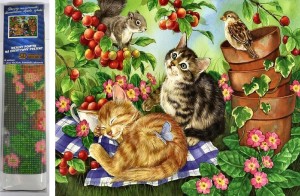 Diamantový obrázek - Kočky na dece - 30 x 40 cm - 1007434