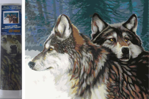 Diamantový obrázek - Vlci v zimě - 30 x 40 cm - 1008528