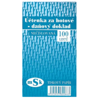 Účtenka za hotové - daňový doklad nečíslovaná - mSk 66