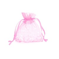 Dárkový sáček organza 7,5 x 10 cm - růžová - 249612