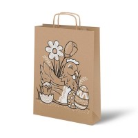 Velikonoční papírová taška - hnědá - 22 x 28 x 10 cm - 5252767