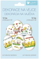 Smršťovací dekorace na vejce - tradiční motivy - 12 ks - 837
