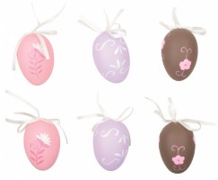 Velikonoční dekorace - vajíčka plastová na zavěšení 6 cm, 6 ks 9924