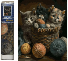 Diamantový obrázek - Kočky v košíku - 30 x 40 cm - 1009424