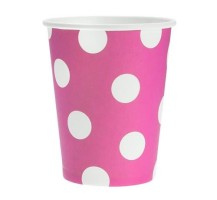 Papírové kelímky - Polka dots magenta - 270 ml - 6 ks - PF-KGRO