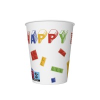 Papírové kelímky - Building Blocks Birthday - 250 ml - 8 ks - KD01_OG_028201