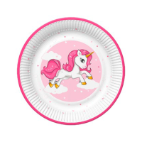 Papírové talíře malé - Pink Heart Unicorn - 18 cm - 8 ks - TD01_OG_030501