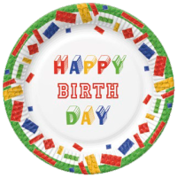 Papírové talíře velké - Building Blocks Birthday - 23 cm - 8 ks - TD02_OG_028201