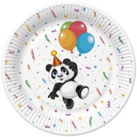 Papírové talíře velké - Funny Panda with Ballons - 23 cm - 8 ks - TD02_OG_040601
