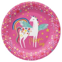 Papírové talíře velké - Fairy Unicorn - 23 cm - 8 ks - PPL8003800