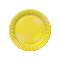 Papírové talíře malé - White Dots on Sunflower Yellow - 18 cm - 8 ks - TD01_OG_036809