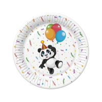 Papírové talíře malé - Funny Panda with Ballons - 18 cm - 8 ks - TD01_OG_040601