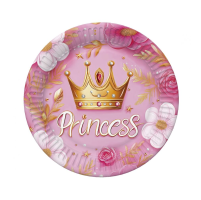 Papírové talíře malé - Pink Princess Crown - 18 cm - 8 ks -TD01_OG_040801