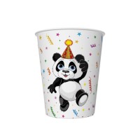 Papírové kelímky - Funny Panda with Balloons - 250 ml - 8 ks - KD01_OG_040601