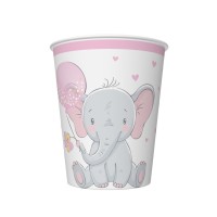 Papírové kelímky - Baby Elephant with pink Balloon - 250 ml - 8 ks - KM01_OG_053002