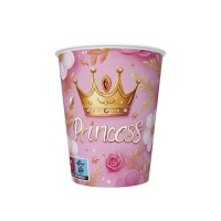 Papírové kelímky - Pink Princess Crown 250 ml - 8 ks - KD01_OG_040801