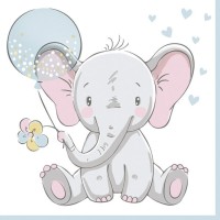 Ubrousky Maki L - Baby Elephant with Blue Balloon - SL_OG_053001