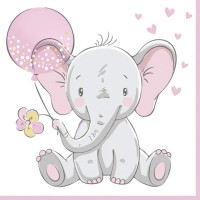Ubrousky Maki L - Baby Elephant with Pink Balloon - SL_OG_053002