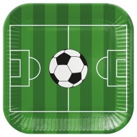 Papírové talíře velké hranaté - Soccer Ball - 23 cm - 8 ks 